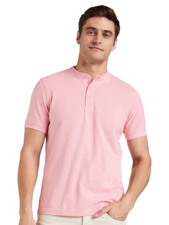 Amazon Brand – Symbol Men’s Cotton Rich Polo T Shirt | Mandarin Collar Tshirts | Half Sleeves | Plain – Regular Fit (Available in Plus Size and Combo Pack of 2)